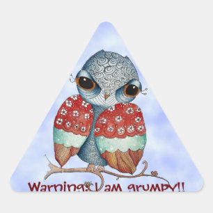 Whimsical Grumpy Owl Funny Stickers