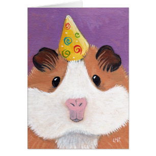 Whimsical Guinea Pig in a Party Hat Illustration