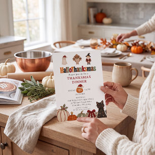 Whimsical HalloThanksmas Fall Holiday Gathering Invitation