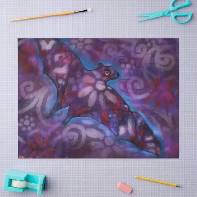 Whimsical Halloween Bat Abstract Decoupage Tissue Paper (Craft)