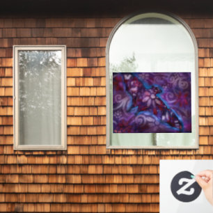 Whimsical Halloween Bat Abstract Purple Blue