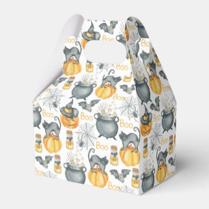 Whimsical Halloween Cauldron and Cats Pattern Favour Box