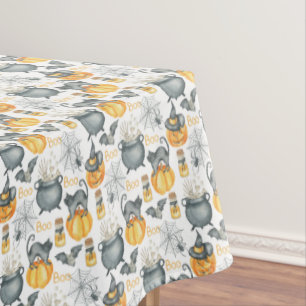 Whimsical Halloween Cauldron and Cats Pattern Tablecloth