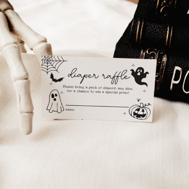 Whimsical Halloween Doodles Diaper Raffle Enclosure Card (Diaper Raffle Game Entry Card)