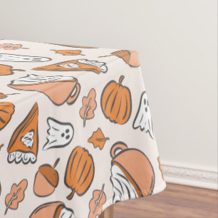 Whimsical Halloween Fall Ghosts Pumpkin Pie Acorn Tablecloth