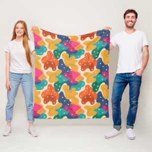 Whimsical Halloween Fall Leaves Seamless Pattern  Fleece Blanket