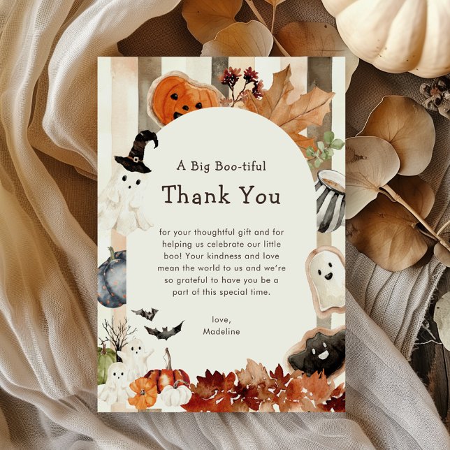 Whimsical Halloween Ghost Pumpkin Baby Shower Thank You Card (Creator Uploaded)