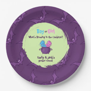 Whimsical Halloween “Girl or Boy?” Gender Reveal Paper Plate