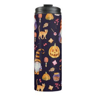 Whimsical Halloween: Gnomes & Pumpkins Thermal Tumbler