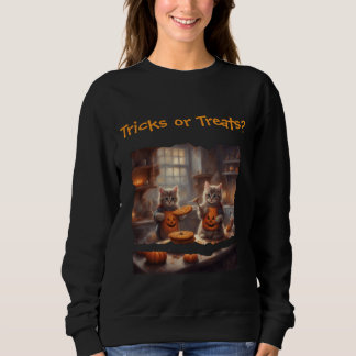 Whimsical Halloween Kittens in costumes baking Sweatshirt