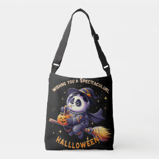 Whimsical Halloween Night: Panda Astronaut Glides  Crossbody Bag