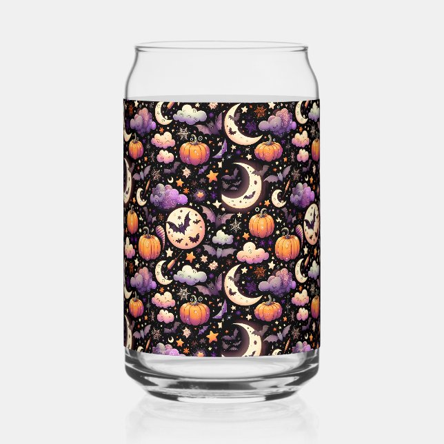 Whimsical Halloween Night Sky Pattern Can Glass (Right)