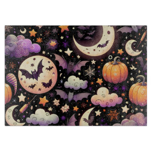 Whimsical Halloween Night Sky Pattern Cutting Board