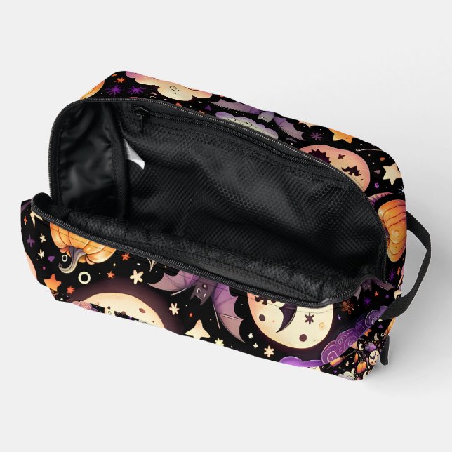 Whimsical Halloween Night Sky Pattern Dopp Kit (Open)