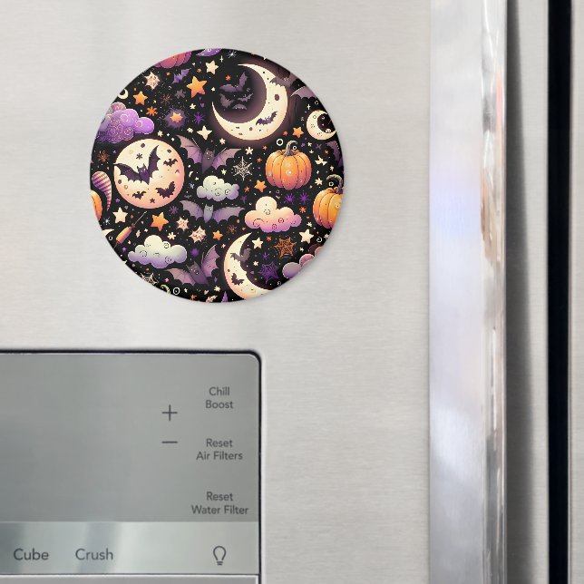 Whimsical Halloween Night Sky Pattern Magnet (In Situ (Fridge))