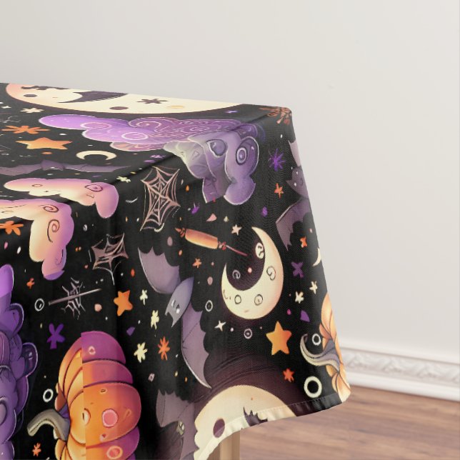 Whimsical Halloween Night Sky Pattern Tablecloth (In Situ)