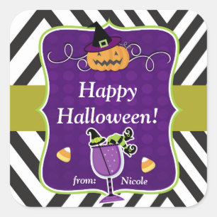 Whimsical Halloween Party Fun Favour Custom Square Sticker