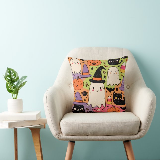 Whimsical Halloween - Pastel Spooky Pattern Cushion (Chair)