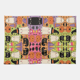 Whimsical Halloween - Pastel Spooky Pattern Tea Towel