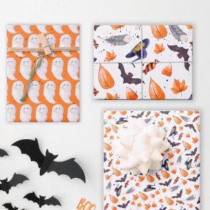 Whimsical Halloween Pattern Wrapping Paper Sheet