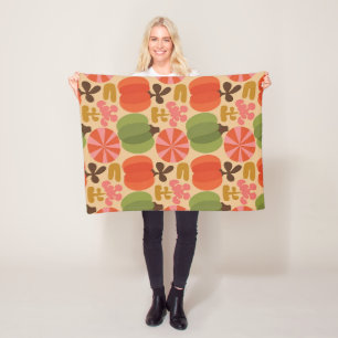 Whimsical Halloween Pumpkin Seamless Pattern Fleece Blanket