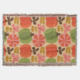 Whimsical Halloween Pumpkin Seamless Pattern Throw Blanket