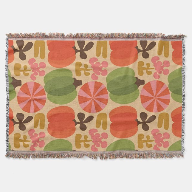  Whimsical Halloween Pumpkin Seamless Pattern  Throw Blanket (Front)