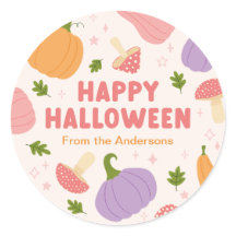 Whimsical Halloween Pumpkins and Mushrooms