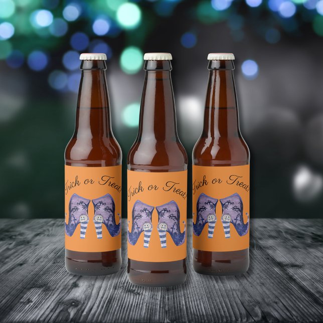 Whimsical Halloween Witch Boots Customisable Beer Bottle Label (Creator Uploaded)