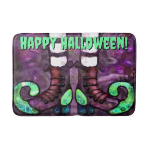 Whimsical Halloween Witch Boots Personalised Bath Mat