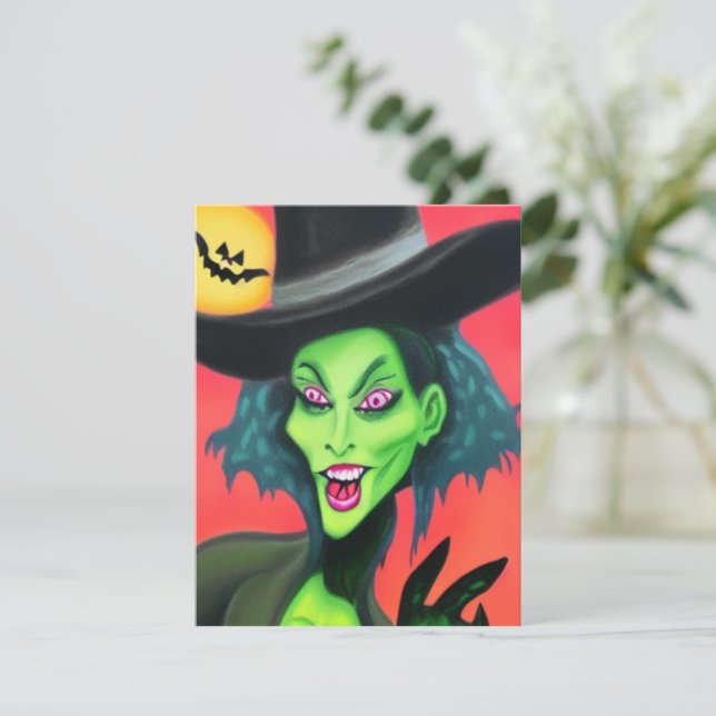 Whimsical Halloween Witch Card (Standing Front)