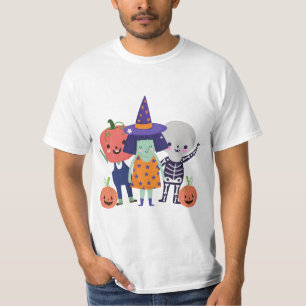 Whimsical Halloween Witch, Skeleton, Pumpkins T-Shirt