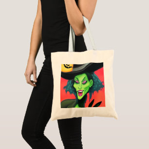 Whimsical Halloween Witch Tote Bag