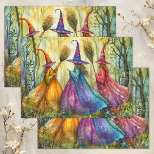 WHIMSICAL HALLOWEEN WITCHES DECOUPAGE TISSUE PAPER