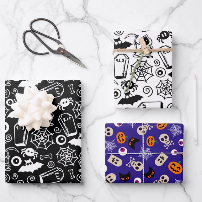 WHIMSICAL HALLOWEEN WRAPPING PAPER SHEET (Front)