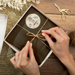 whimsical hand drawn 30th birthday drinks party classic round sticker