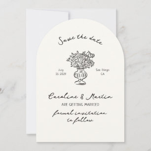 Whimsical, Hand drawn arch wedding save the date Invitation