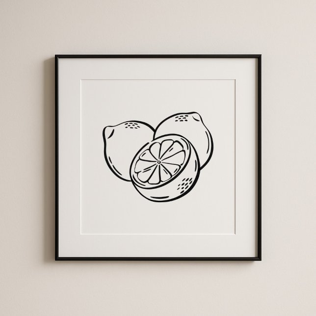 Whimsical Hand-Drawn Black Ink Lemon Art Poster (Creator Uploaded)