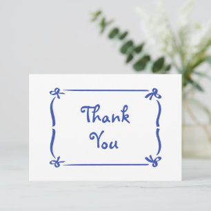 Whimsical Hand Drawn Blue Bow Bridal Shower Thank You Card