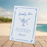 Whimsical Hand Drawn Blue Last Toast Bubbly Bar