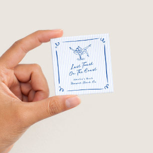 Whimsical Hand Drawn Blue Last Toast on the Coast 15 Cm Square Badge