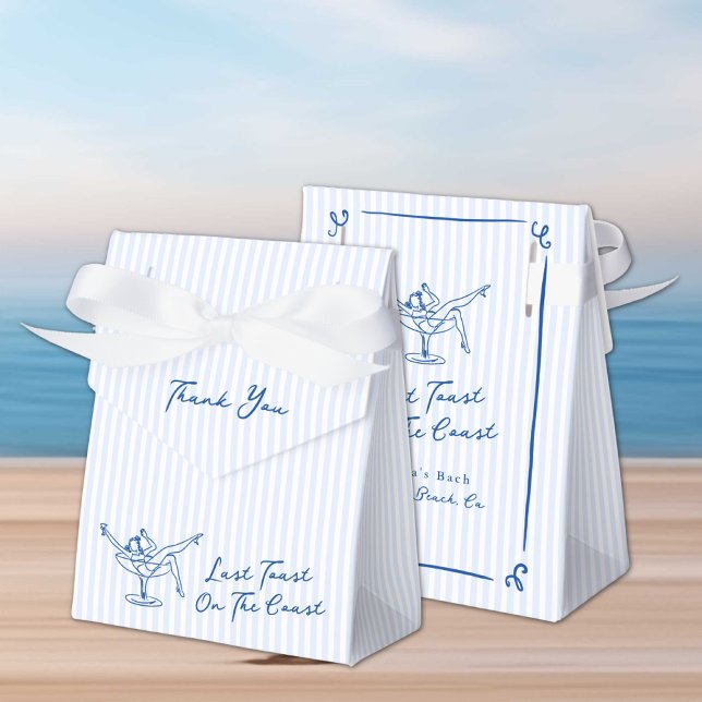 Whimsical Hand Drawn Blue Last Toast on the Coast Favour Box (Creator Uploaded)