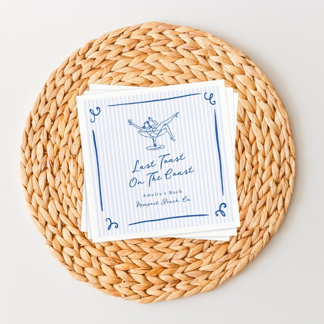 Whimsical Hand Drawn Blue Last Toast on the Coast Napkin (Creator Uploaded)