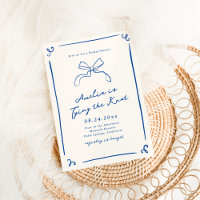 Whimsical Hand Drawn Blue Tying the Knot