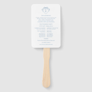 Whimsical Hand Drawn Blue Wedding Detail Cards Hand Fan