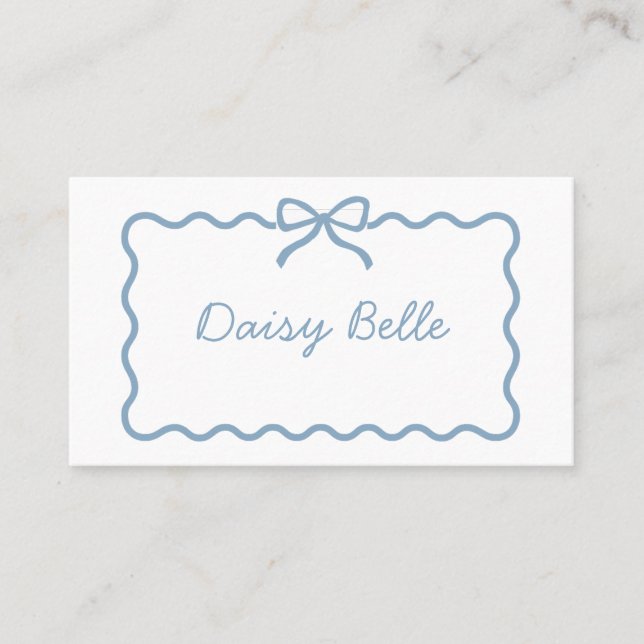 Whimsical Hand Drawn Blue Wedding Table Place Card (Front)