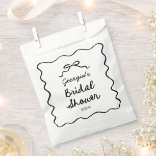 Whimsical Hand Drawn Bow Bridal Shower Favour Bag