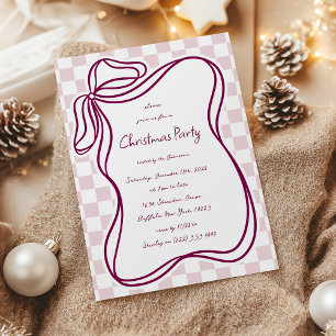 Whimsical Hand-drawn Bow Frame Christmas  Invitation