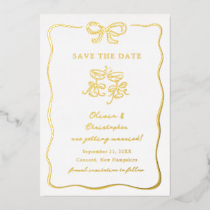 Whimsical Hand Drawn Bow Frame Save the Date