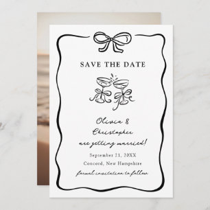 Whimsical Hand Drawn Bow Frame Save the Date Invitation
